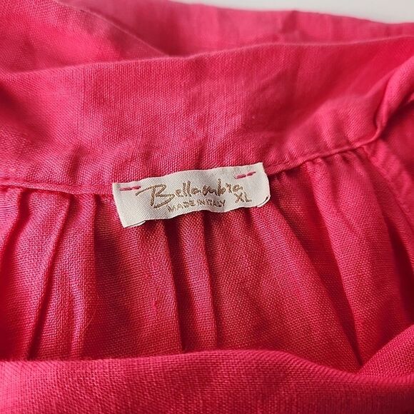 Bellambia Linen XL Hot Pink Sleeveless Dress Shift Round Neck Bow Italy - Picture 10 of 11